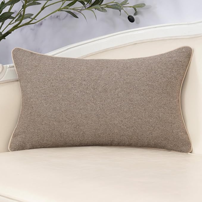 Yangest Neutral Floral Pillow Cover 12 x 20 Inches, Vintage Chenille Rectangle Throw Pillow Cover Soft Decorative Farmhouse Accent Couch Pillow Cover for Living Room Bedroom, Coffee Brown