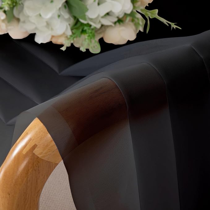 Simplebrand Black Sheer Curtains 84 Inches Long, Light Filtering Rod Pocket Solid Color Window Sheer Curtain Panels, Elegant Curtains & Drapes for Living Room, Bedroom 2 Panels (Black, 42" W x 84" L)