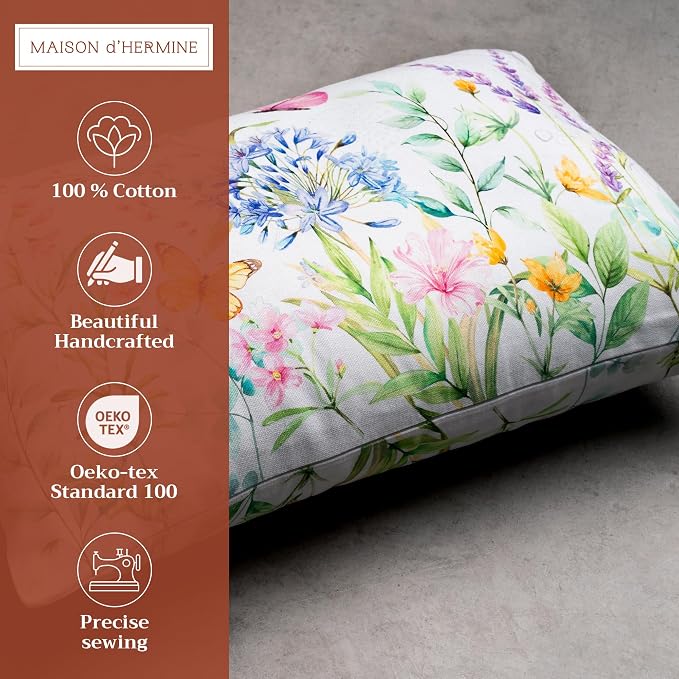Maison d' Hermine Throw Pillow Covers 100% Cotton (12" x 20" - Pack of 1)