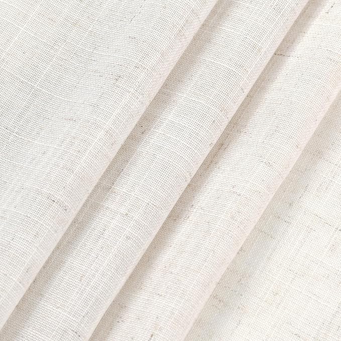 Ivory White Curtains 96 Inches Long 2 Panels for Bedroom Living Room Back Tab Semi Sheer Linen Curtain Modern Farmhouse Coastal Decor 96 inch for Patio Sliding Door Office 52X96