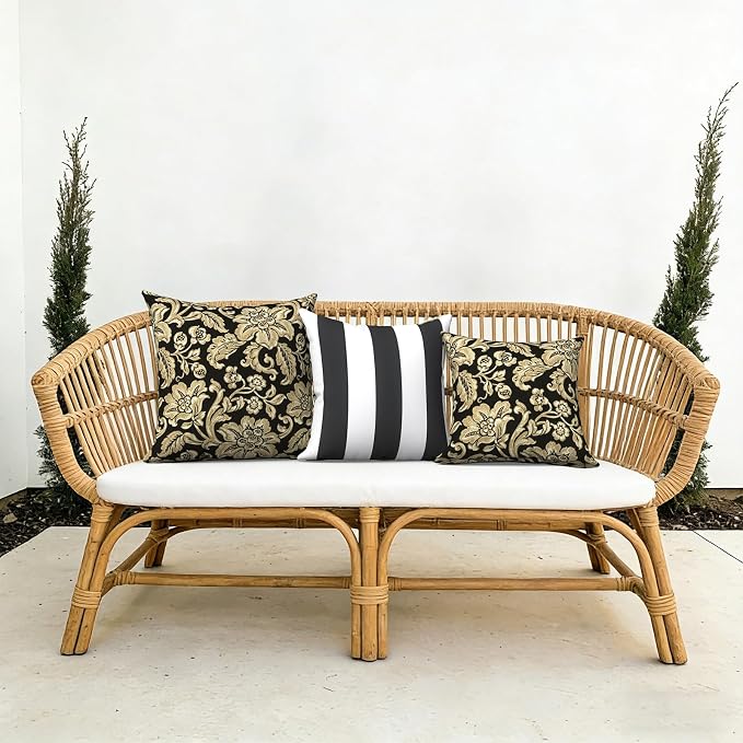 Outdoor Pillow Covers 16x16 Inch Set of 2 Waterproof Decorative Throw Pillow Covers Patio Pillow Cases for Patio Furniture Garden Couch Farmhouse,Jacobean Black