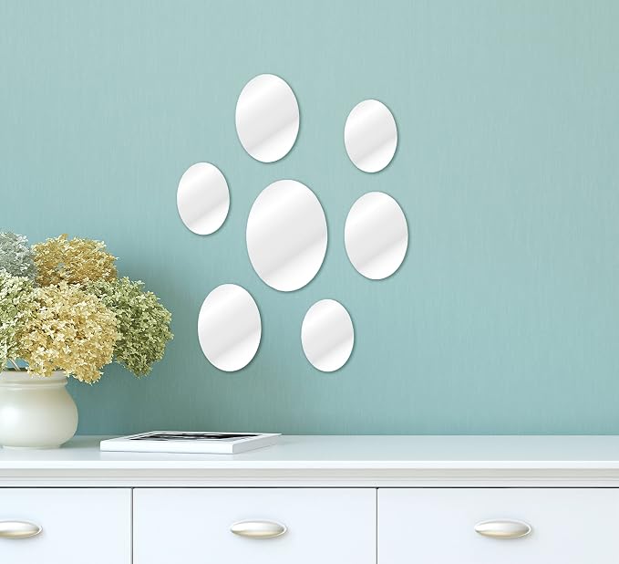 Elements Oval Wall Mirrors, Set of 7, Glass
