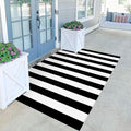 KILOCOCO Black White Striped Rug 4x6 ft Front Door Mat Outdoor Washable Rug
