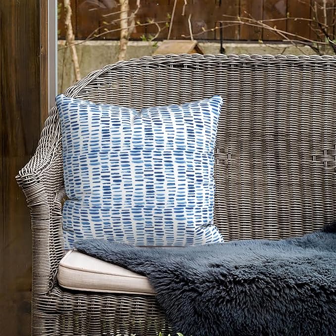 Outdoor Throw Pillow Covers 16x16 Inch, Square Patio Pillow Cases Pack of 2, Modern Decorative Back Cushion Covers for Patio Furniture Garden Couch Farmhouse, Pebble Blue