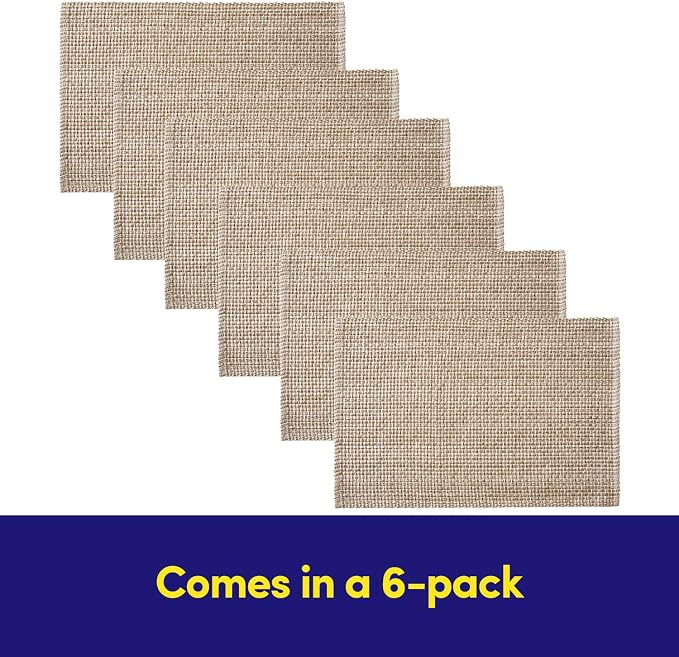 Sweet Home Collection 100% Cotton Placemats for Dining Room Rectangle Two Tone Woven Fabric 13" x 19" Soft Durable Table Mat Set, Set of 4, Eggshell