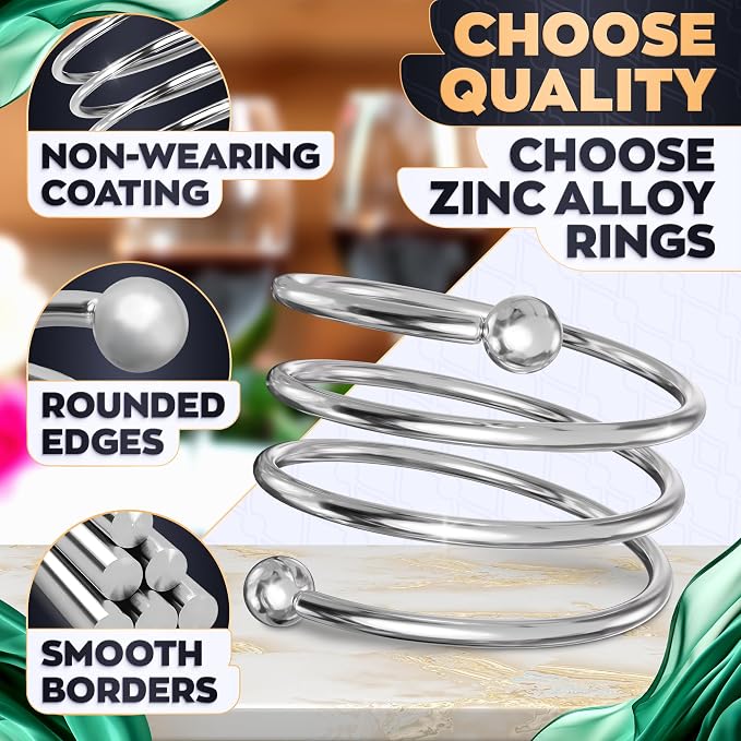 8 Pcs Silver Napkin Rings, Round Metal, Reusable, 1.83 in Diameter | Cloth Napkin Holder Set with Smooth Interior, an Elegant Touch for Weddings, Family Dinners, Parties, and Holiday Table Decor