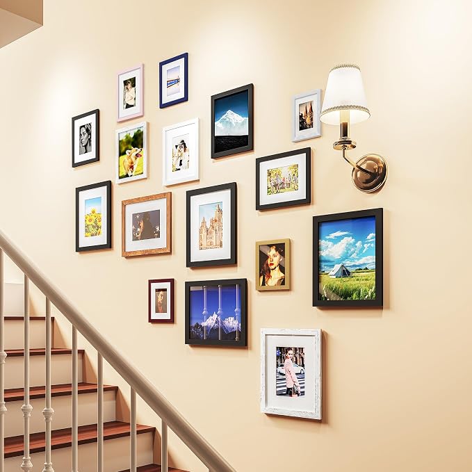 Picrit 5x7 Picture Frame Set of 12, Modern Gallery Wall Frames, Silver