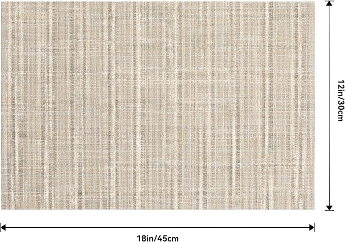 Leetaltree Beige Placemats Set of 4 - Heat-Resistant, Non-Slip Table Mats, Washable Woven Vinyl for Indoor & Outdoor Dining