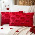 Artscope Valentines Pillow Covers 12x20 Set of 2 Decorative Love Heart XOXO Valentine's Day Throw Pillow Cases Soft Plush Faux Fur Couch Cushion Case for Holiday Sofa Bed Room Home Decor-Red XOXO