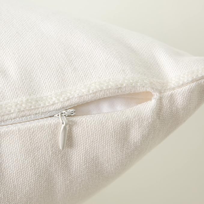 18x18,Cotton Christmas Blessing Throw Pillow Cover for Bed Sofa Cushion Car Snowflake Embroideried Pillowcases,1pair White