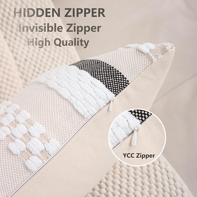 14 x 36 Throw Pillow Cover Boho Lumbar Pillow Cover White