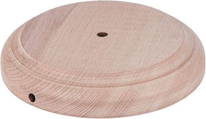 B&P Lamp® Modern Style Unfinished Wooden Lamp Base, 7 Inch Top by 8 1/2 Inch Bottom by 1 1/4 Inch Height