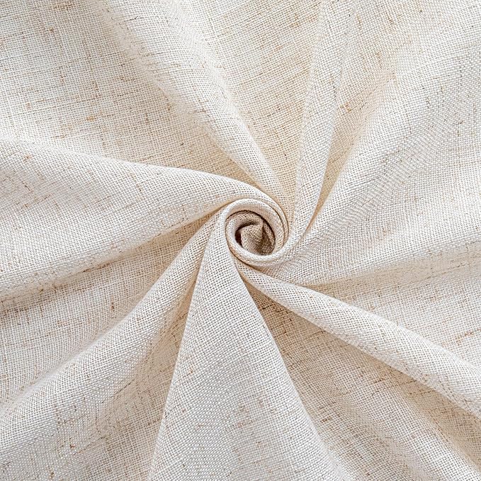 MYSKY HOME Linen French Door Curtains for Door Window 40 Inch Length 2 Panels Short Semi Sheer Light Filtering Curtain for Glass Small Window Drapes Rod Pocket for Bedroom Bathroom, Linen, 26" Wide