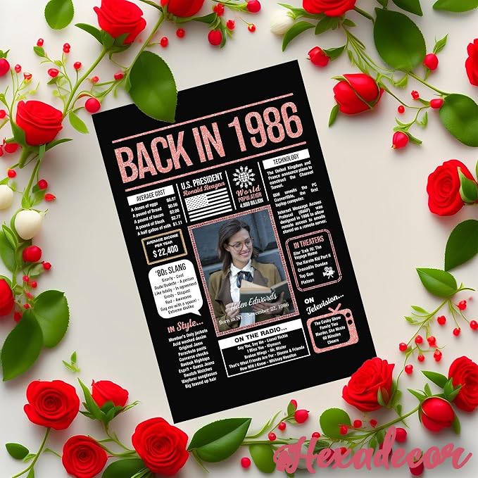 Happy 39th Birthday Decorations For Women - Personalized 39 Year Old Gifts for Her, 39 Birthday Decorations Rose Gold, 39 Yr Old Bday Decor, Party Supplies, Back In Poster, Female Birthday Presents