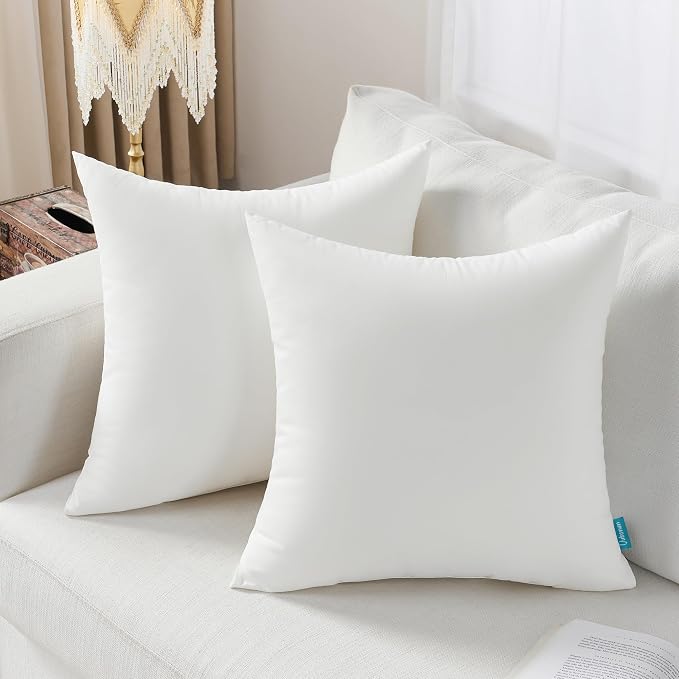 Oubonun 18x18 Waterproof Outdoor Pillow Inserts – Pack of 4 Firm & Fluffy, Water Resistant Throw Pillows for Patio, Garden, Porch, or Indoor Decorative