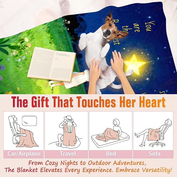 TURMTF Healing Blanket with 'You are the Brightest Star' Quote | Soft Flannel Throw, Holiday Christmas Emotional Comfort, Bedroom Sofa Decor