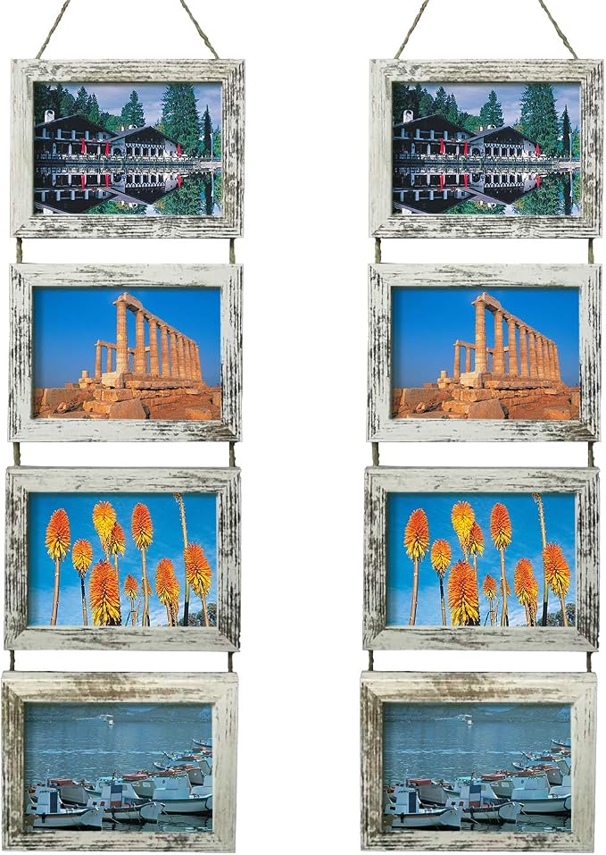 SESEAT Wall Hanging 5x7 Picture Frames Collage with Distressed White Frames,2 Packs