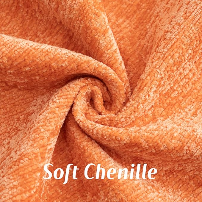 FUTEI Pack of 2 Chenille Soft Throw Pillow Covers 16x16 Inch, Orange