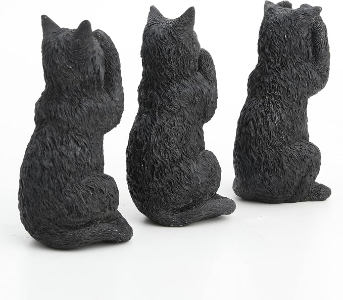 Veronese Design 4 Inch Black Kittens Hear Speak See No Evil Resin Figurine Miniature