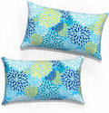 Outdoor Lumbar Pillow Covers 12”x20”, Rectangle Throw Pillow Covers for Patio Furniture, Decorative Lumbar Cushion Case for Garden Balcony Couch Office Chair, Pack of 2, Dahlia Blue