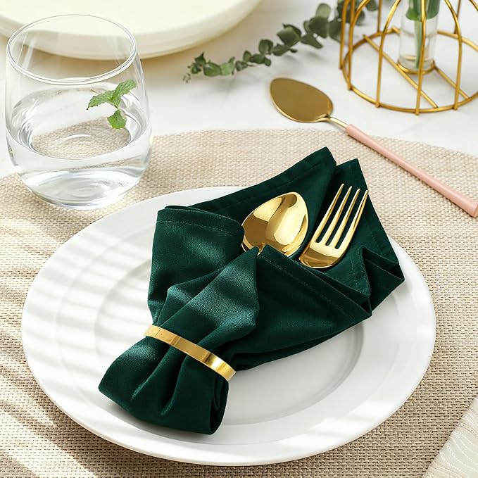 100 Pcs Gold Napkin Rings Bulk, Exquisite Round Napkin Ring Buckles, Suitable for Family Dinners, Weddings, Holiday Parties