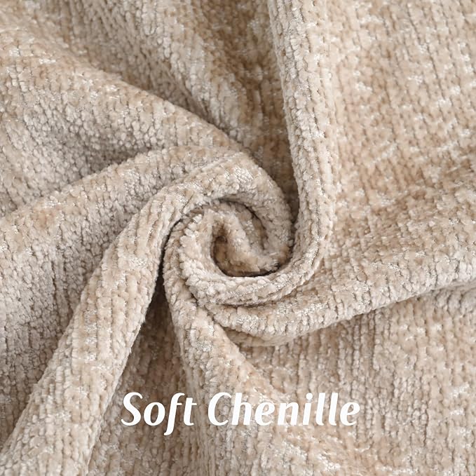 FUTEI Pack of 2 Chenille Soft Throw Pillow Covers 12x20 Inch, Oatmeal