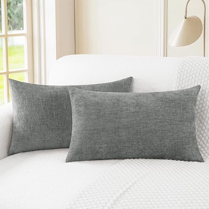 CaliTime Decorative Couch Throw Pillow Covers 26 X 16 Inches Medium Grey