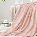 BEDELITE 3D Ribbed Light Pink Fleece Throw Blanket for Couch, 50x60 Inch | Soft Warm Decorative Fluffy Blanket, Cozy Plush Lightweight Fuzzy Throw Blanket for Bed Sofa Home Room Decor, Gift for Women
