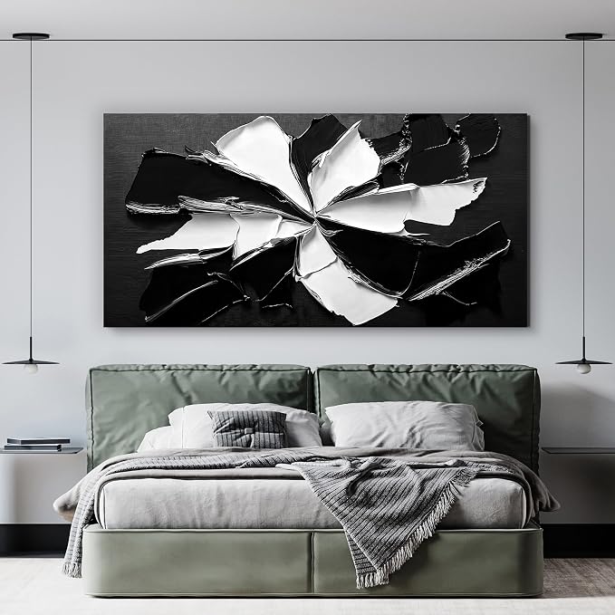 Abstract Wall Art Decor Modern Large Wall Art for Living Room Abstract Canvas Art Wall Decor Oversized Black and White Wall Art Prints Flowers Artwork for Walls Office Home Decorations 35" X 70"