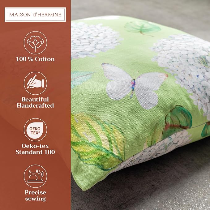 Maison d' Hermine Throw Pillow Covers 100% Cotton (20" x 20" - Pack of 1)