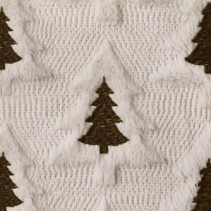 Allorry Christmas Pillow Covers 18x18 Set of 2 Cream White Brown Xmas Tree Pillow Covers Soft Plush Faux Fur Christmas Decorations for Xmas Winter Holiday Home Bedroom Sofa Cushion Cases PT-008H18