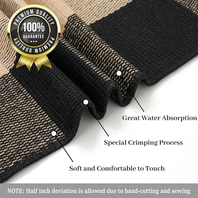 KILOCOCO Buffalo Plaid Checkered Rug 3x5 ft Front Door Rug, Brown and Black | Machine Washable Front Porch Rug, Outdoor Indoor Entryway Rug, Cotton Layered Doormat, Low Pile Rugs for Kitchen Patio