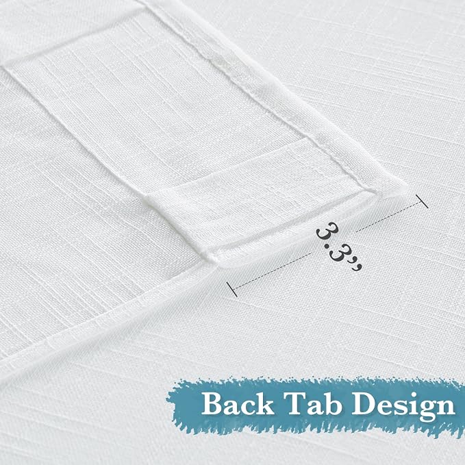RYB HOME White Curtains Sheer - Linen Texture Sheer Window Covering, Light & Airy Translucent Panels for Bedroom Living Room Patio Glass Door, 52 inch Width x 95 inch Length, Set of 2 (Pack of 2)