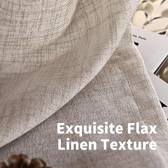 YoungsTex Extre Long Linen Curtains for Living Room 108 Inch Length | Bronze Grommet Natural Semi Sheer Textured Drapes Light Filtering for Bedroom, 2 Panel, 52 X 108 Inch