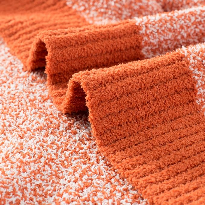 Carriediosa Heather Throw Blanket 50x60, 400GSM Ultra Soft Microfiber | Rust, Fuzzy Fluffy Cozy Plush Knit Knitted Throws, Lightweight Cute Preppy Fall Blankets for Couch, Bed