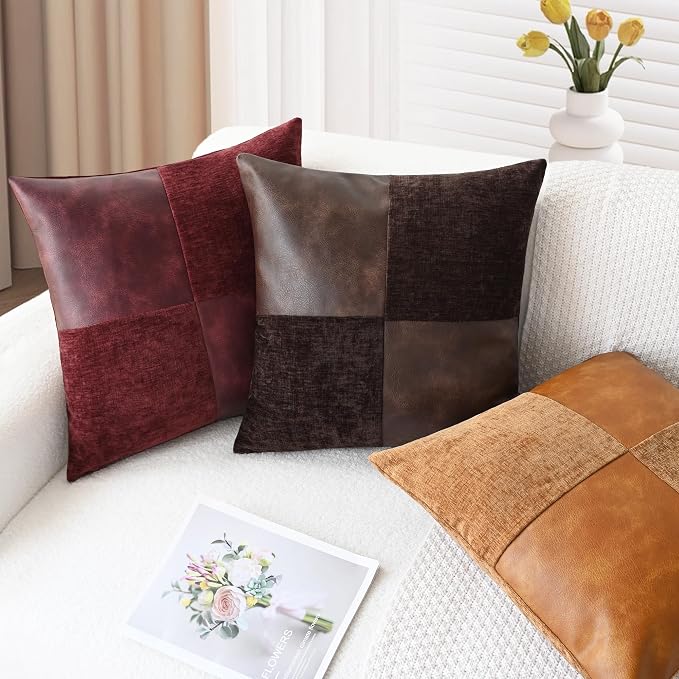 CaliTime Decorative Couch Throw Pillow Covers 16 X 16 Inches Coffee