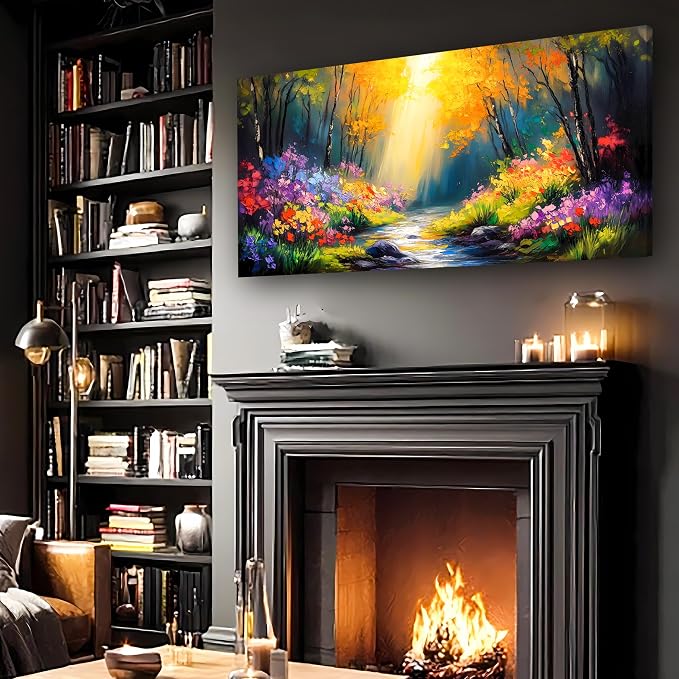 Abstract Wall Art Canvas Print Forest Landscape Painting Bathroom Decorative Paintings Modern Style Living Room Bedroom Office Home Decorations Nature Landscape Artwork 20x40 inches