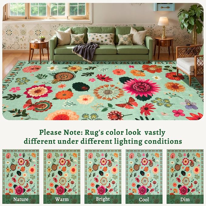 Ciicool 2x8 Hallway Runner Rug Floral Non Slip Washable Kitchen Rugs | Boho Soft Low Pile Long Carpet for Entryway Laundry Bedroom Carpets