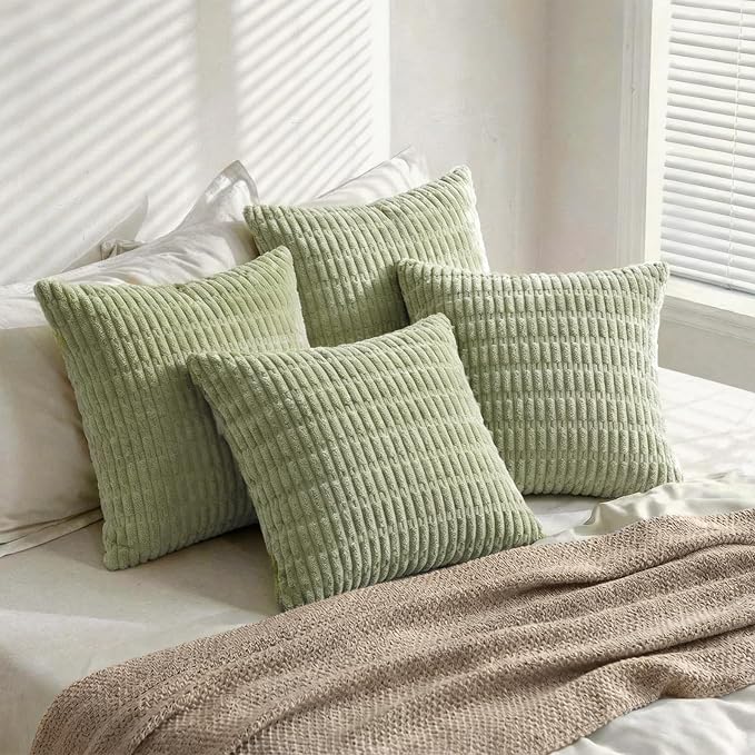 Fancy Homi 4 Packs Decorative Throw Pillow Covers for Living Room Couch Bed, Modern Farmhouse Boho Home Décor Accent Cushion Case, 26" x 26", Sage Green