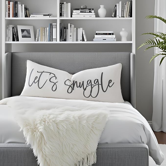 Sunkifover Let's Snuggle Decorative Lumbar Pillow Cover - 14x36 Inch