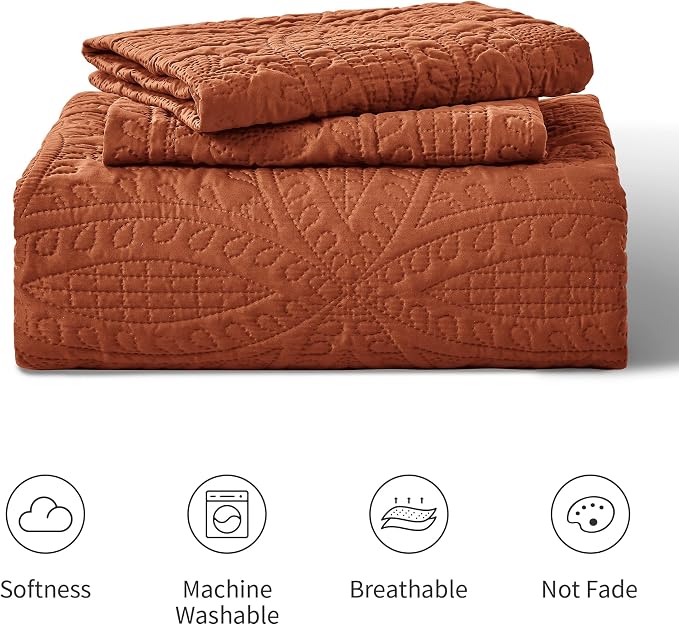 Love's cabin Twin Quilt Set Umber Bedspreads - Soft Bed Summer Lightweight Bedspread Comforter - Modern Style Coin Pattern Coverlet for All Season - 2 Pieces (1 Quilt, 1 Pillow Sham)