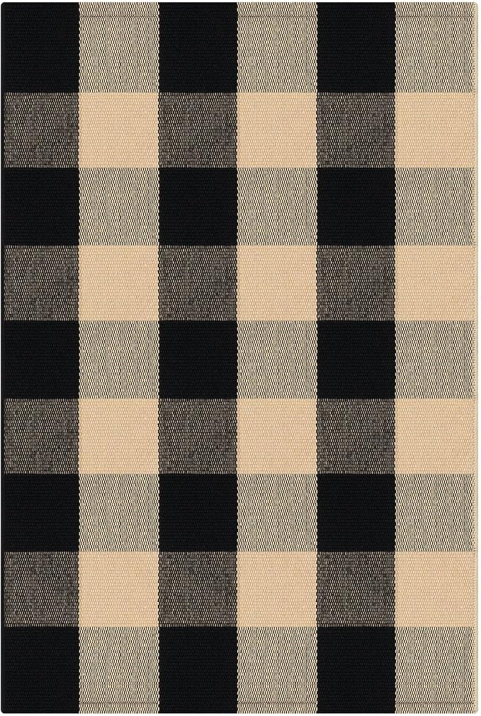 KOZYFLY Buffalo Plaid Area Rugs 2x3 Ft Brown and Black Rug Front Door Mat | Washable Front Door Mat, Woven Cotton Outdoor Rug, Indoor Small Checkered Rug for Front Porch Kitchen Entryway Patio
