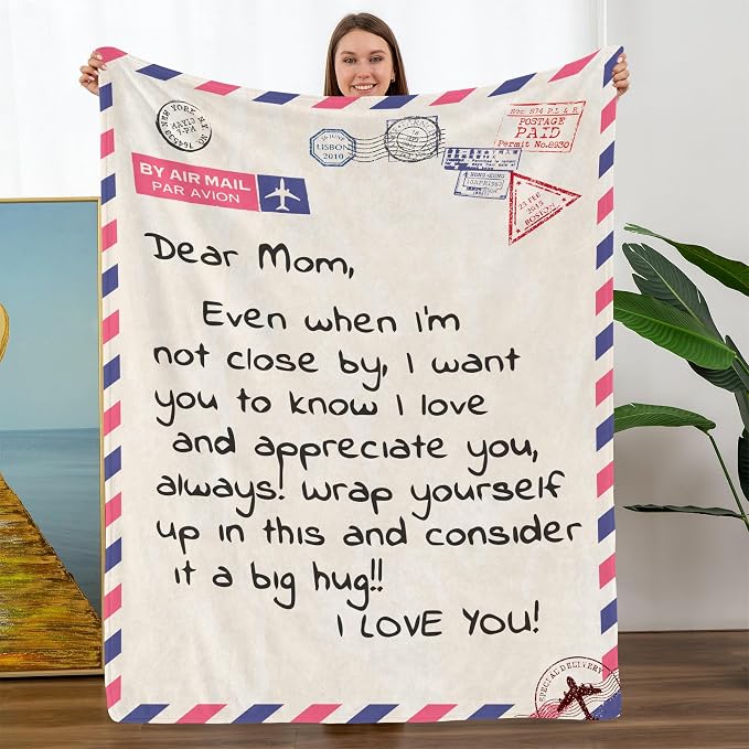 TURMTF Gifts for Mom, Mothers Day Birthday Gifts for Mom, Gifts to My Mom from Daughter Son, Mother's Day Throw Blanket, 80x60