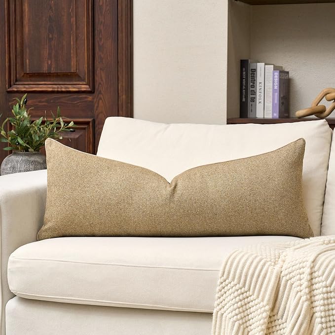 Yangest Neutral Floral Pillow Cover 14 x 36 Inches, Vintage Chenille Accent Throw Pillow Cover Soft Decorative Farmhouse Accent Couch Pillow Cover for Living Room Bedroom, Green