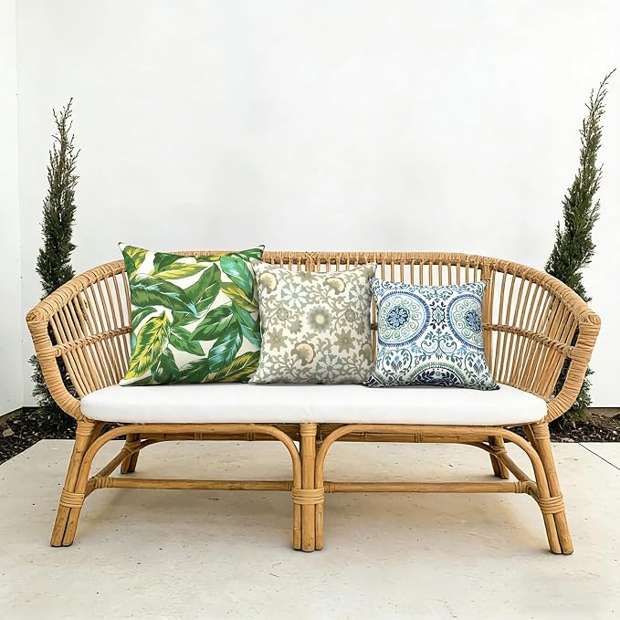 Outdoor Throw Pillow Covers 18x18 Inch, Decorative Pillow Covers for Patio Furniture, Floral Symphony Modern Cushion Cases for Garden Couch Home Sofa, Pack of 2