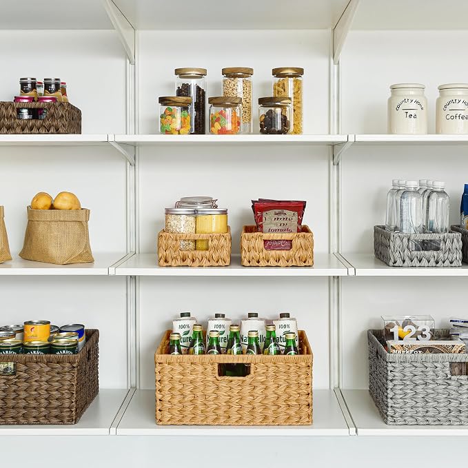 GRANNY SAYS Extra Large Wicker Baskets with Handles, Woven Baskets, 1-Pack | Plastic Waterproof Woven Baskets for Storage, Natural Storage Baskets for Shelves, Wicker Storage Baskets for Organizing