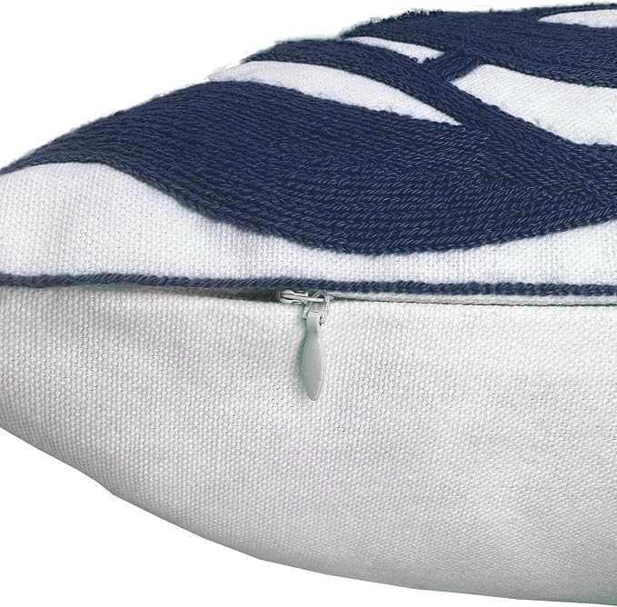 Alysheer Floral Embroidered Throw Pillow Cover 18"x18" 1pc, Navy Blue