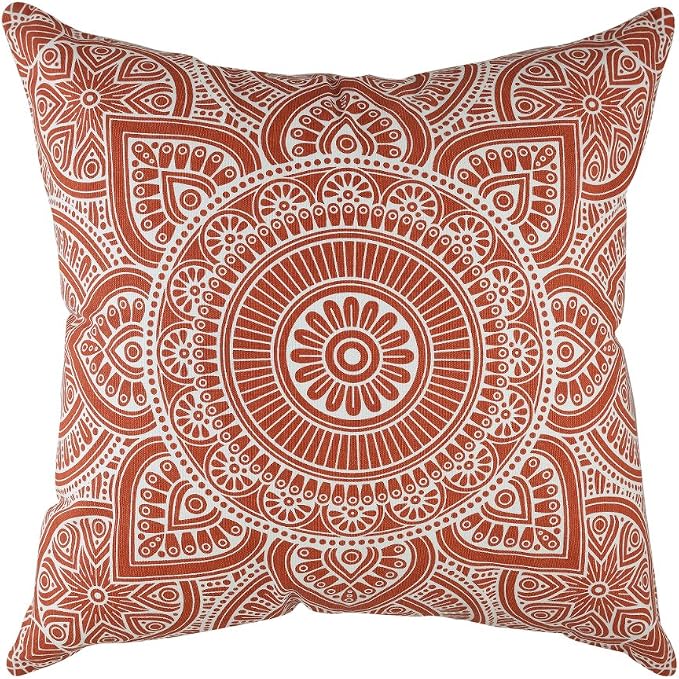 TreeWool Mandala Accent Throw Pillow Covers 18x18 Set of 2 (Rust) | Decorative Throw Pillowcases for Sofa & Couch; 100% Cotton Accent Covers Ideal for Spring & Summer Stylish Home Decor