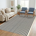 KILOCOCO Beige Striped Rug 5x7 Area Rugs for Living Room Washable Porch Rug | Machine Washable Front Door Rug, Cotton Outdoor Rugs, Low Pile Bedroom Rug, Woven Layered Rugs for Patio Dining Room