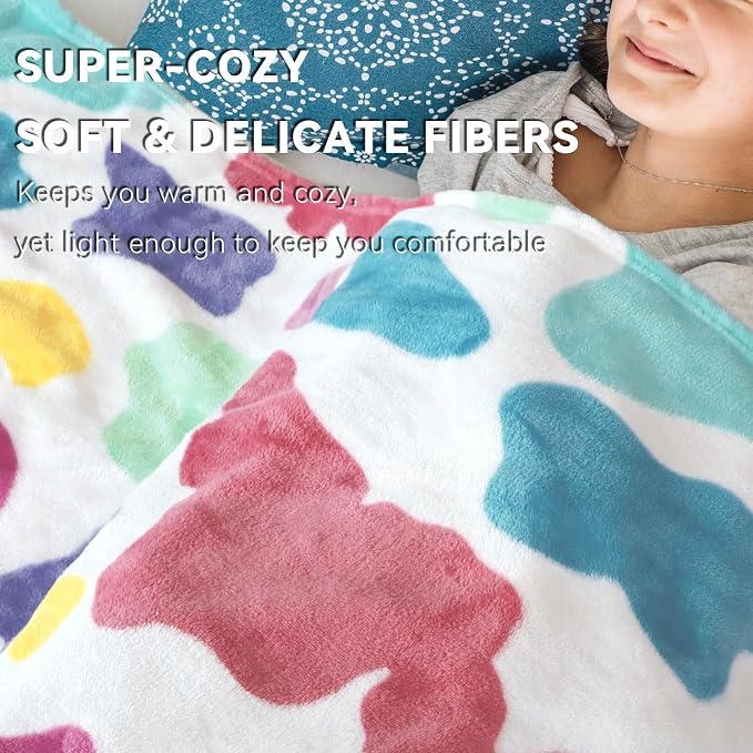 GEULAY Rainbow Blanket for Girls Boys, 50"x60" | Soft Cozy Warm, Colorful Fleece Throw, For Bed Couch, Boho Home Room Decor, Easter Basket & Birthday Gift